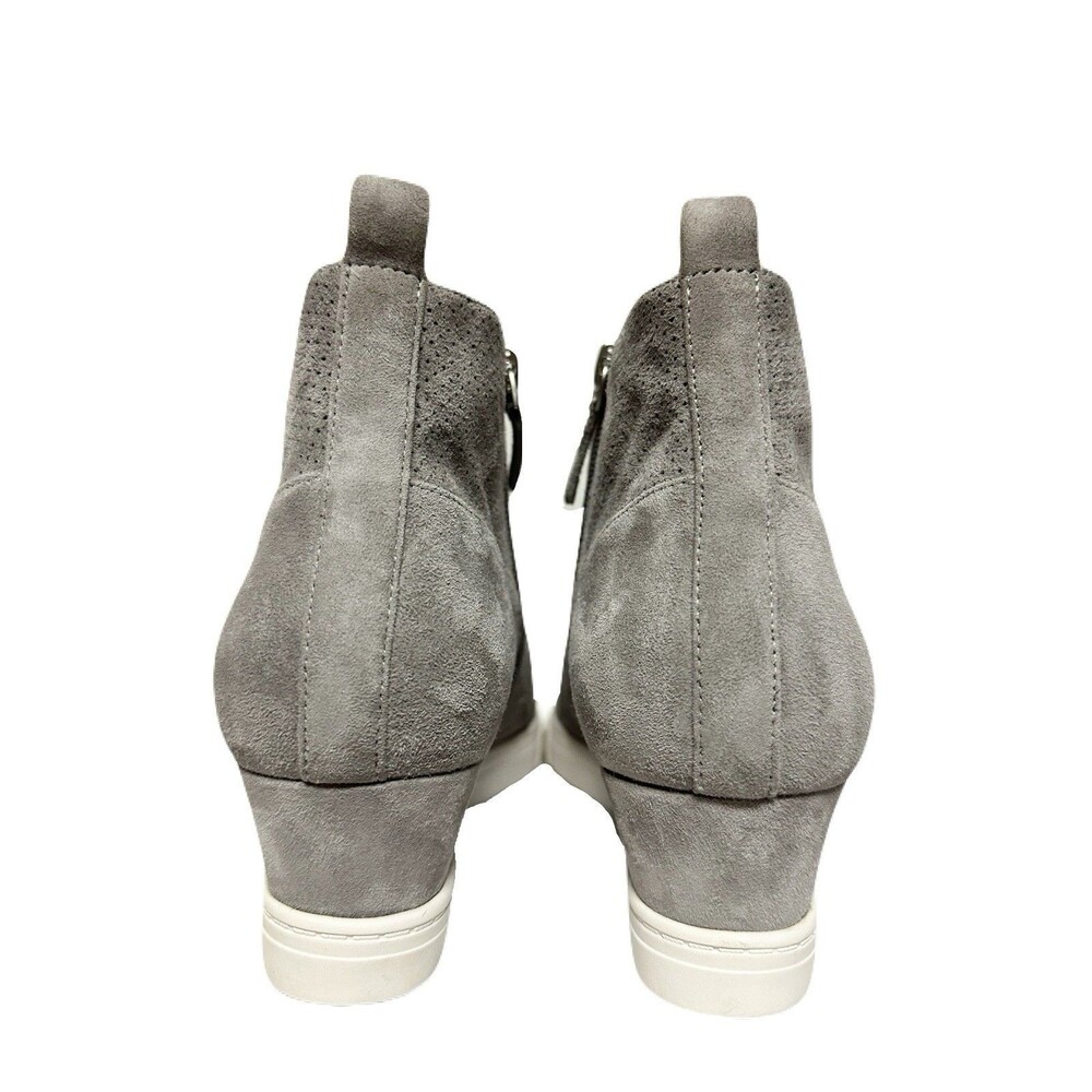 NEW Linea Paolo Anna Womens Size 9 Wedge Sneaker Bootie Gray Perforated Suede - Picture 7 of 9